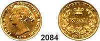 AUSLÄNDISCHE MÜNZEN,Australien Viktoria 1837 - 1901Sovereign 1870, Sydney. (7,32 g fein). Schön 6. KM 4. Fb. 10. GOLD
