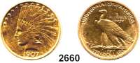 AUSLÄNDISCHE MÜNZEN,U S A 10 Dollars 1907, Philadelphia. (15,04g fein). Schön 140. KM 125. Fb. 164. GOLD.