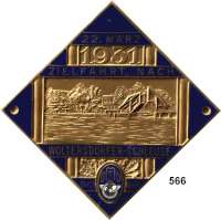 M E D A I L L E N,Automobile / Motorsport Bronze Plakette, blau emailliert 1931.  Zielfahrt nach Woltersdorfer-Schleuse.  65 x 65 mm.  63,5 g.