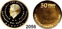AUSLÄNDISCHE MÜNZEN,E U R O - P R Ä G U N G E N Niederlande50 EURO 2004. (12,1 g fein). Geburt von Prinzessin Amalia. Schön 133. KM 250. Fb. 359. Im Originaletui mit Zertifikat. GOLD