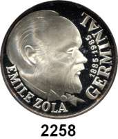 AUSLÄNDISCHE MÜNZEN,Frankreich 5. Republik seit 1958100 Francs 1985.  Emile Zola.  Schön 250.  KM 957.  Im Originaletui mit Zertifikat.