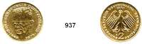 B U N D E S R E P U B L I K,Verprägungen und Kuriositäten 2 Mark 2001 A.  Kurt Schumacher.  Jaeger 424.  Prägung auf artfremden Schrötling.  Messingfarbend (Kupfer-Zink-Schrötling).  Rand glatt.  7,84 Gramm.  Die Ausprägung mit Schumacher als Motiv endete 1993 (!).