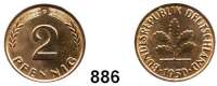 B U N D E S R E P U B L I K, 2 Pfennig 1950 G.