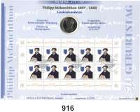 B U N D E S R E P U B L I K, Numisblatt 1/97 der Deutschen Post AG.  10 Mark 1997 J.    Philipp Melanchthon.