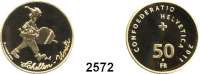 AUSLÄNDISCHE MÜNZEN,Schweiz Eidgenossenschaft50 Franken 2011 (10,16 g fein). Schweizerrische Kinderbücher. Schön 137. KM 141. GOLD Im Originaletui mit Zertifikat.