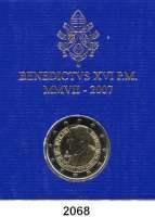 AUSLÄNDISCHE MÜNZEN,E U R O - P R Ä G U N G E N Vatikan2 EURO 2007. 80. Geburtstag des Papstes. Schön 391. KM 399.