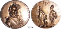 AUSLÄNDISCHE MÜNZEN,Frankreich Heinrich IV. 1589 - 1610Große Bronzemedaille o.J. (Dupre, spätere Prägung).  Heinrich IV. und Maria Augusta.  
