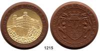 MEDAILLEN AUS PORZELLAN,Staatliche Porzellan-Manufaktur MEISSEN Eichstätto.J.(1931) braun, Spiegel der Rs. gold.  Erinnerungs-Medaille.  PROBE.