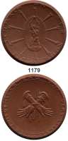 PORZELLAN SPENDEN - MEDAILLEN,Staatliche Porzellan-Manufaktur MEISSEN Berlino.J.(1923) braun. Der Friedensvertrag von Versailles - Die Schmach an der Ruhr. Gipsform Mit Kurschwerter a. d. Vs.