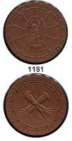 PORZELLAN SPENDEN - MEDAILLEN,Staatliche Porzellan-Manufaktur MEISSEN Berlino.J.(1923) braun, Rand und die 14 Punkte schwarz. Der Friedensvertrag von Versailles - Die Schmach an der Ruhr.