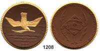 PORZELLAN SPENDEN - MEDAILLEN,Staatliche Porzellan-Manufaktur MEISSEN Lübecko.J.(1922) braun, Rand und Taube mit Palmzweig gold. Ehrenmal in der Garnisonkirche. Gipsform