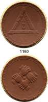 P O R Z E L L A N M Ü N Z E N,Spendenmünzen mit Talerbezeichnung BerlinStudententaler 1923 braun mit Goldrand.  Gipsform
