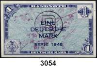 P A P I E R G E L D,BUNDESREPUBLIK DEUTSCHLAND 1 Deutsche Mark 1948.  Mit B-Stempel.  Ros. WBZ-14 a.