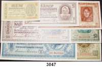P A P I E R G E L D,Besatzungsausgaben des II. Weltkrieges Zentralnotenbank Ukraine 19421, 5, 10, 20, 50, 100 und 200 Karbowanez 10.3.1942.  Ros. ZWK-47/54.  LOT 7 Scheine.