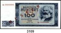 P A P I E R G E L D,D D R 100 Mark 1964. Mit rotem Aufdruck 