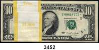 P A P I E R G E L D,AUSLÄNDISCHES  PAPIERGELD U.S.A.10 Dollars 1995.  Ersatznote mit *.  Serie E.  Originalbündel zu 100 Stück ($ 1.000).  Pick 499.