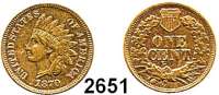 AUSLÄNDISCHE MÜNZEN,U S A Cent 1870. Schön 57. KM 90 a.