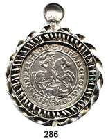 Deutsche Münzen und Medaillen,Mansfeld - Vorderort - Eisleben Johann Georg III. (1647) 1663 - 17101/3 Taler 1671 AB-K.  Tornau 498.  In Fassung aus der Zeit mit Öse.  48 mm.  19,8 g.