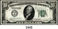 P A P I E R G E L D,AUSLÄNDISCHES  PAPIERGELD U.S.A.10 Dollars 1928 A.  Grünes Siegel.  