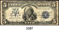 P A P I E R G E L D,AUSLÄNDISCHES  PAPIERGELD U.S.A.5 Dollars 1899.  