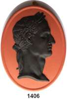 MEDAILLEN AUS PORZELLAN,Andere Hersteller Wedgwood/EnglandOvales Jasperreliefmedaillon.  Tiberius im Brustbild nach rechts.  Schwarz auf rotbraunem Fond.  Rs.  WEDGWOOD MADE IN ENGLAND, 