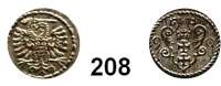 Deutsche Münzen und Medaillen,Danzig, Stadt Sigismund III. 1587 - 1632Denar 1590.  0,35 g.  Dutkowski/Suchanek 145 I..