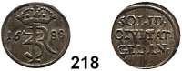 Deutsche Münzen und Medaillen,Danzig, Stadt Johann III. Sobieski 1674 - 1698Schilling 1688.  0,70 g.  Dutkowski/Suchanek 370.