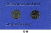 Deutsche Demokratische Republik   PP-Patina !!!!!,Thematische Sätze Messestadt Leipzig  5 Mark  Thomaskirche in Leipzig und Altes Rathaus in Leipzig.  Im Münzrahmen mit Aufschrift 