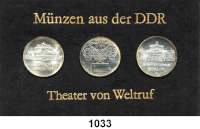 Deutsche Demokratische Republik   PP-Patina !!!!!,Thematische Sätze Theater von Weltruf  10 Mark  Neues Gewandhaus Leipzig, Semperoper Dresden und Schauspielhaus Berlin.  Im Münzrahmen mit Aufschrift 