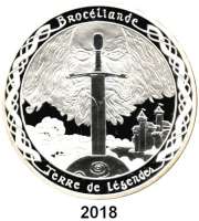 AUSLÄNDISCHE MÜNZEN,E U R O - P R Ä G U N G E N Frankreich20 Euro 2007. (Silber, 5 Unzen). 1500. Geburtstag von Merlin. Schön 902. KM 1471. Im Originaletui mit Zertifikat.