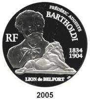 AUSLÄNDISCHE MÜNZEN,E U R O - P R Ä G U N G E N Frankreich20 Euro 2004. (Silber, 5 Unzen). 100. Todestag von Frederic Auguste Bartholdi. Schön 772. KM 1387. Im Originaletui mit Zertifikat.