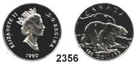 AUSLÄNDISCHE MÜNZEN,Kanada Elisabeth II. 1952 -150 Dollars 1990.  (15,55 g. fein).  Eisbär.  Schön 176.  KM 176.  Fb. B 41.  PLATIN