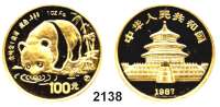 AUSLÄNDISCHE MÜNZEN,China Volksrepublik seit 1949100 Yuan 1987