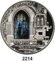 AUSLÄNDISCHE MÜNZEN,Cook Islands 10 Dollars mit Glasinlay 2012. Windows of Heaven - Franziskanerkirche in Krakau. Schön 1833. KM 1433.