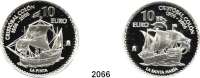 AUSLÄNDISCHE MÜNZEN,E U R O - P R Ä G U N G E N Spanien10 Euro 2006. 500. Todestag von Christoph Kolumbus - Karavelle Santa Maria, Pinta, Nina. Schön 399 bis 401. KM 1114 bis 1116. SATZ 3 Stück. Jeweils im Originaletui mit Zertifikat.