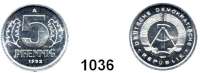 Deutsche Demokratische Republik   PP-Patina !!!!!,Kleinmünzen 5 Pfennig 1982 A.  Mit Riffelrand.  1,06 g..  Probe  Auf Anregung des Blindenverbandes der DDR hergestellt.  Siehe Jaeger 1509 Anm.