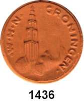 MEDAILLEN AUS PORZELLAN,Andere Hersteller Sonstige HerstellerEinseitige braune Keramikmedaille.  W. H. N.  Groningen.   Stadtansicht.   Ausgegeben Gau 45, Reichskommissariat Niederlande (WHN 5 von 14).  31 mm.