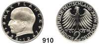 B U N D E S R E P U B L I K, 2 Mark 1958 J.    Max Planck    Auflage 100 Stück.
