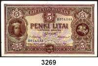 P A P I E R G E L D,AUSLÄNDISCHES  PAPIERGELD Litauen5 Litai 24.6.1929.  Pick 26 a.
