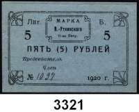 P A P I E R G E L D,AUSLÄNDISCHES  PAPIERGELD RusslandGouvernement Perm.  Eisenwerk Nischni-Tagil.  1 Rubel(Blankette), 5 und 10 Rubel 1920.  R/B 17902, 17906, 17908.  LOT 3 Scheine.