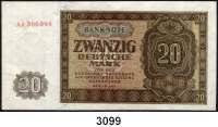 P A P I E R G E L D,D D R 20 Deutsche Mark 1948.  AA 306098.  Ros. SBZ-15 b.