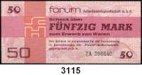 P A P I E R G E L D,D D R FORUM-Warenschecks 1979.  50 Mark.  Austauschnote ZA.  Ros. DDR-34 b. LOT 20 Scheine.