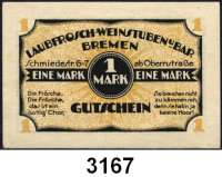 P A P I E R G E L D   -   N O T G E L D,Bremen BremenLaubfrosch-Weinstuben.  1 Mark o.D.  G/M 174.1a.