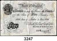 P A P I E R G E L D,AUSLÄNDISCHES  PAPIERGELD GroßbritannienFalsche Pfundnoten - Operation Bernhard.   5 Pfund 4.Juni 1936 London.  Pick 335 a.