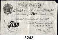 P A P I E R G E L D,AUSLÄNDISCHES  PAPIERGELD GroßbritannienFalsche Pfundnoten - Operation Bernhard.   5 Pfund 25.Januar 1937 London.  Pick 335 a.