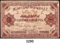 P A P I E R G E L D,AUSLÄNDISCHES  PAPIERGELD RusslandTranskaukasien.  Azerbeidschan,  500 Rubel 1920;  250.000 Rubel 1922.  1 Million Rubel 1922.  AB(gebraucht) und BV(wenig gebraucht).  Pick 7, S 718, 719 a (2).  LOT 4 Scheine.
