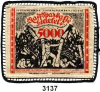 P A P I E R G E L D   -   N O T G E L D,Notgeld der besonderen Art Bielefelder Stoffgeld5000 Mark 15.2.1923.  Mit schwarzer Klöppelborte.  Grab. 68 c.