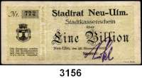 P A P I E R G E L D   -   N O T G E L D,Bayern Neu-Ulm5 Mark 14.10.1918 bis 1 Billion Mark 15.11.1923.  U.a. mit Keller 3898.h.  LOT 14 Scheine.