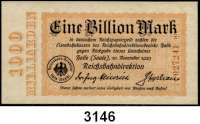 P A P I E R G E L D   -   N O T G E L D,Reichsbahn Halle (Saale)500.000 Mark 1.10.1923 bis 1 Billion Mark (ksfr.) 10.11.1923.  Müller/Geiger/Grab.  010.1 bis 010.11.  LOT 10 verschiedene Scheine.