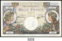 P A P I E R G E L D,AUSLÄNDISCHES  PAPIERGELD Frankreich1000 Francs 24.10.1940.  Pick 96 a.